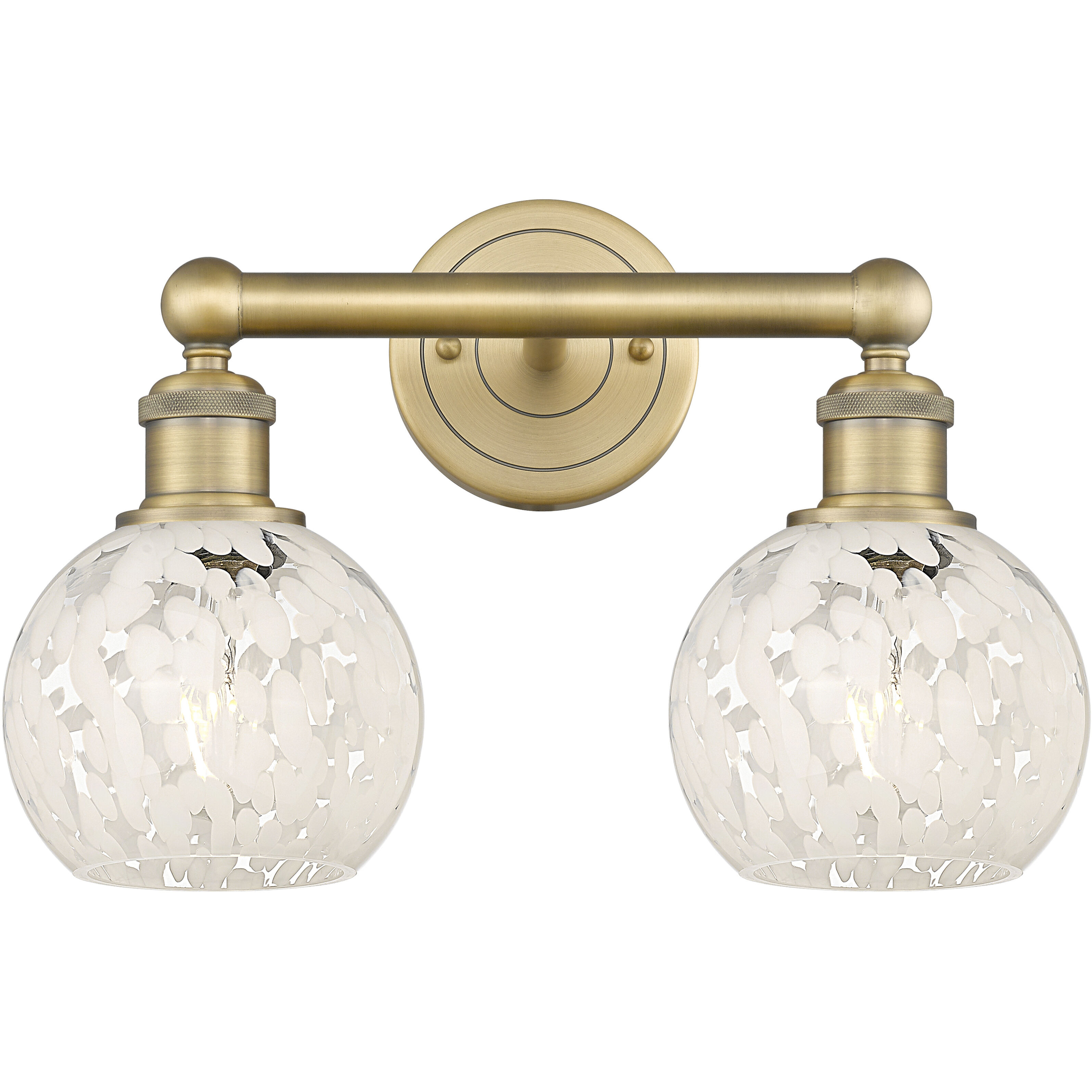 Edison White Mouchette 2 Light 15 inch Brushed Brass Bath Vanity Light Wall Light