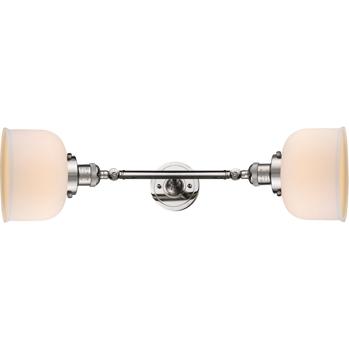 Franklin Restoration Large Bell 2 Light 19 inch Polished Nickel Bath Vanity Light Wall Light in Matte White Glass, Franklin Restoration