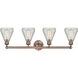 Conesus 4 Light 33 inch Antique Copper and Clear Crackle Bath Vanity Light Wall Light