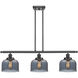 Ballston Large Bell 3 Light 36 inch Matte Black Island Light Ceiling Light in Plated Smoke Glass, Ballston