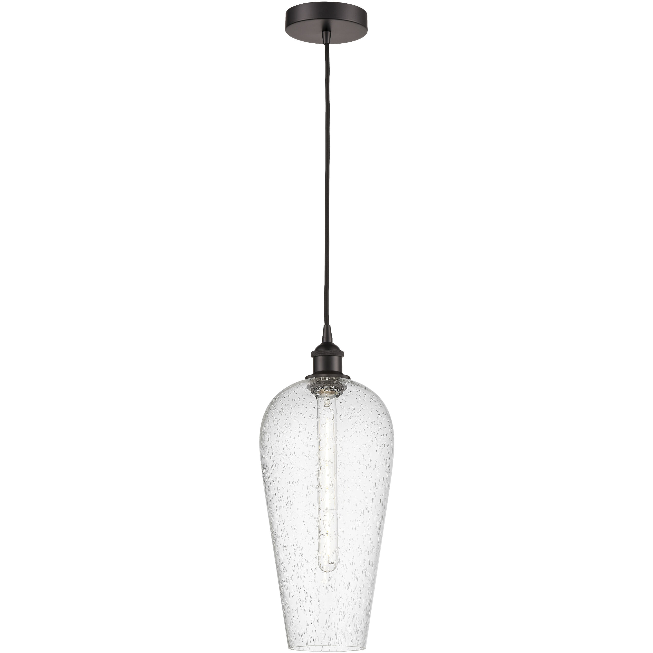 Edison Chelsea 1 Light 8 inch Oil Rubbed Bronze Mini Pendant Ceiling Light in Seedy Glass