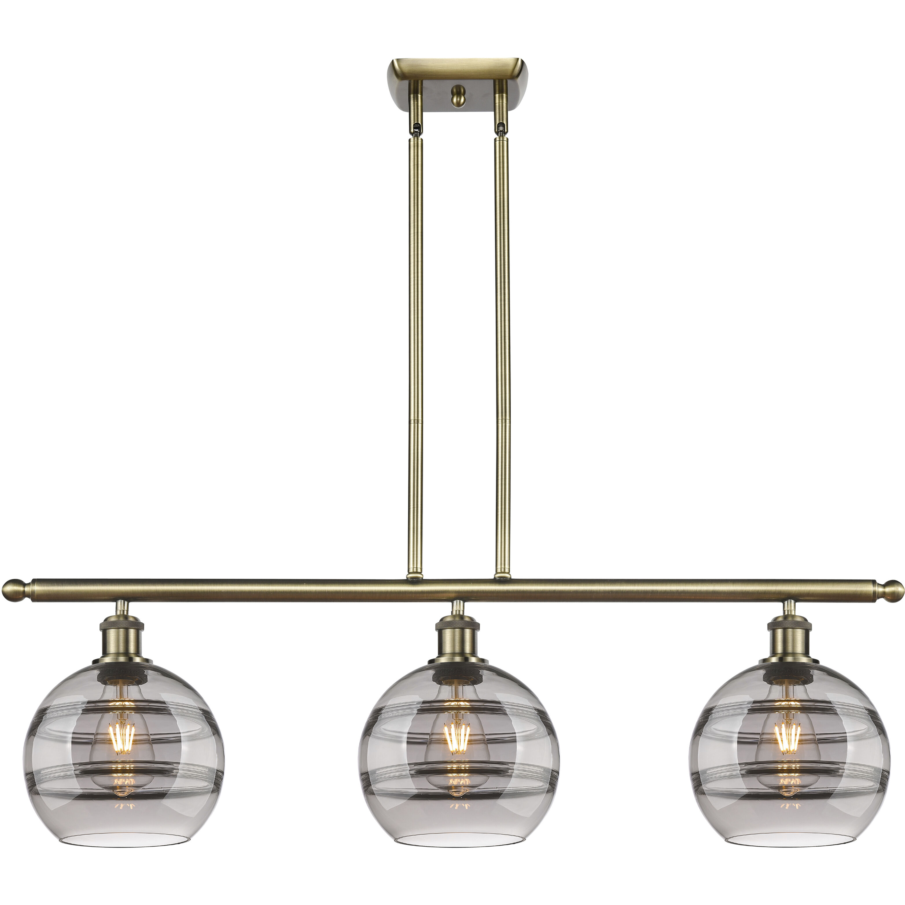 Ballston Rochester 3 Light 36 inch Antique Brass Stem Hung Island Light Ceiling Light
