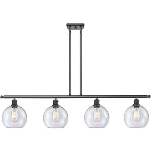 Ballston Athens LED 48 inch Matte Black Island Light Ceiling Light in Seedy Glass