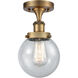 Ballston Beacon 1 Light 6 inch Brushed Brass Semi-Flush Mount Ceiling Light in Seedy Glass