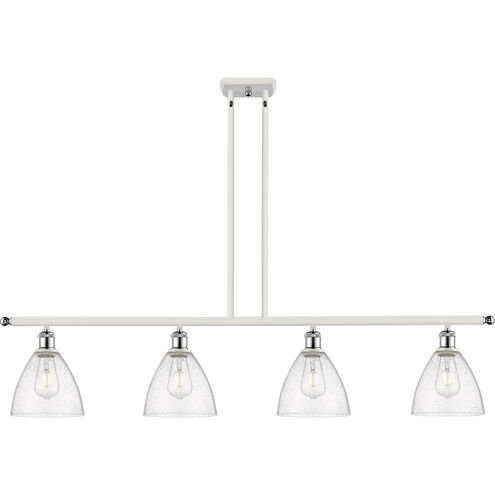 Ballston Ballston Dome 4 Light 48 inch White and Polished Chrome Island Light Ceiling Light in Seedy Glass
