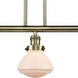 Franklin Restoration Olean 3 Light 39 inch Antique Brass Island Light Ceiling Light in Incandescent, Matte White Glass, Franklin Restoration