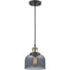 Franklin Restoration Bell LED 8 inch Black Antique Brass Mini Pendant Ceiling Light in Plated Smoke, Franklin Restoration