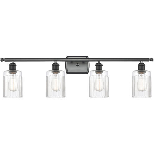 Ballston Hadley 4 Light 36 inch Matte Black Bath Vanity Light Wall Light in Clear Glass, Ballston