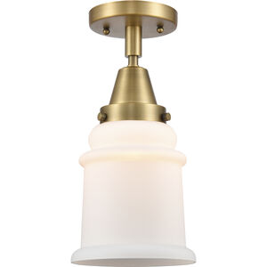 Franklin Restoration Canton 1 Light 6 inch Brushed Brass Flush Mount Ceiling Light in Matte White Glass