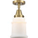 Franklin Restoration Canton 1 Light 6 inch Brushed Brass Flush Mount Ceiling Light in Matte White Glass