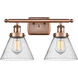 Ballston Large Cone 2 Light 16 inch Antique Copper Bath Vanity Light Wall Light in Seedy Glass