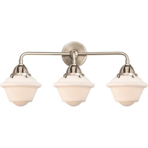 Nouveau 2 Small Oxford 3 Light 26 inch Antique Copper Bath Vanity Light Wall Light in Matte White Glass