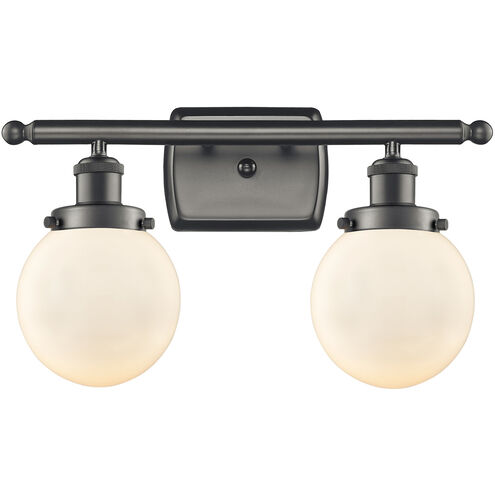 Ballston Beacon LED 16 inch Oil Rubbed Bronze Bath Vanity Light Wall Light in Matte White Glass, Ballston