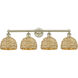 Edison Woven Rattan 4 Light 35 inch Antique Brass Bath Vanity Light Wall Light