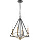 Raleigh 4 Light 17.5 inch Black Brushed Brass Mini Chandelier Ceiling Light