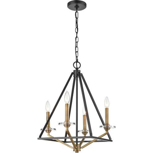 Raleigh 4 Light 17.5 inch Black Brushed Brass Mini Chandelier Ceiling Light