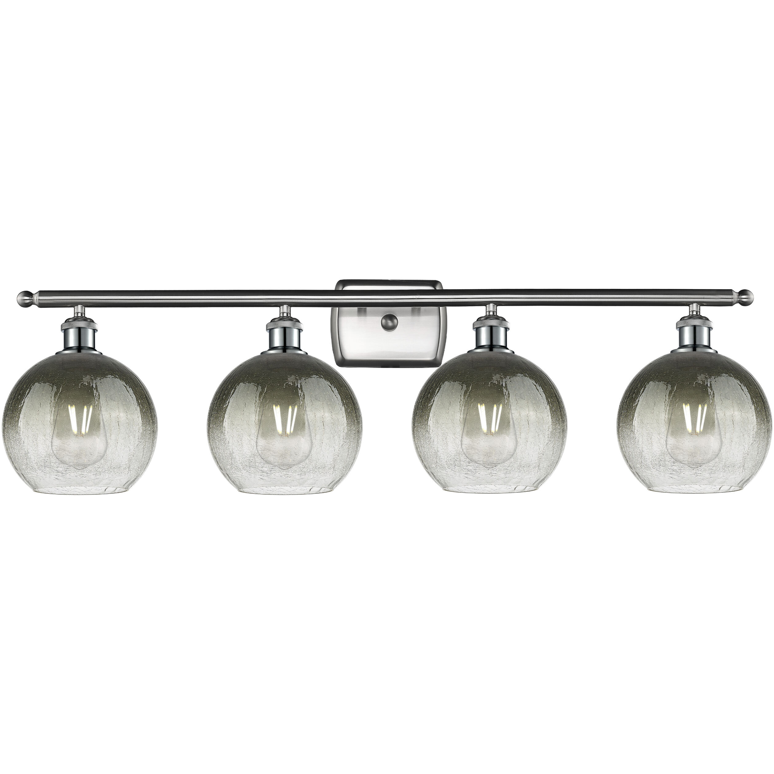 Ballston Brookhaven Globe 4 Light 38 inch Brushed Satin Nickel Bath Vanity Light Wall Light in Slate Glass