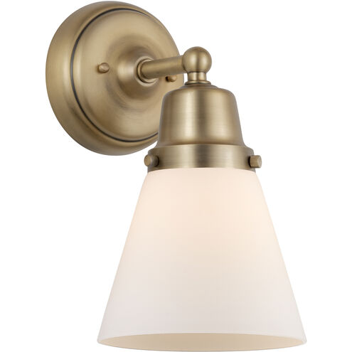 Aditi Cone 1 Light 6.25 inch Brushed Brass Sconce Wall Light in Matte White Glass