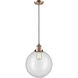 Franklin Restoration Beacon LED 12 inch Antique Copper Mini Pendant Ceiling Light in Clear, Franklin Restoration