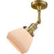 Franklin Restoration Fulton LED 7 inch Brushed Brass Semi-Flush Mount Ceiling Light in Matte White Glass, Franklin Restoration