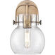 Pilaster II Sphere Sconce Wall Light in Brushed Brass, Seedy Glass