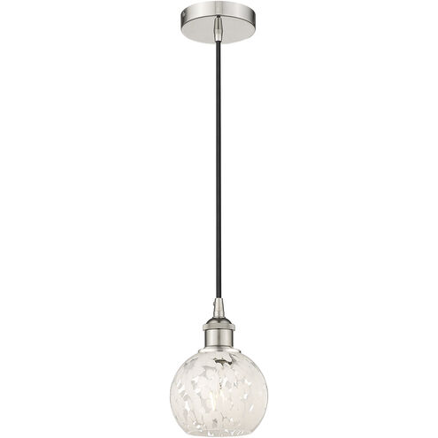 Edison White Mouchette 1 Light 6 inch Polished Nickel Cord Hung Mini Pendant Ceiling Light