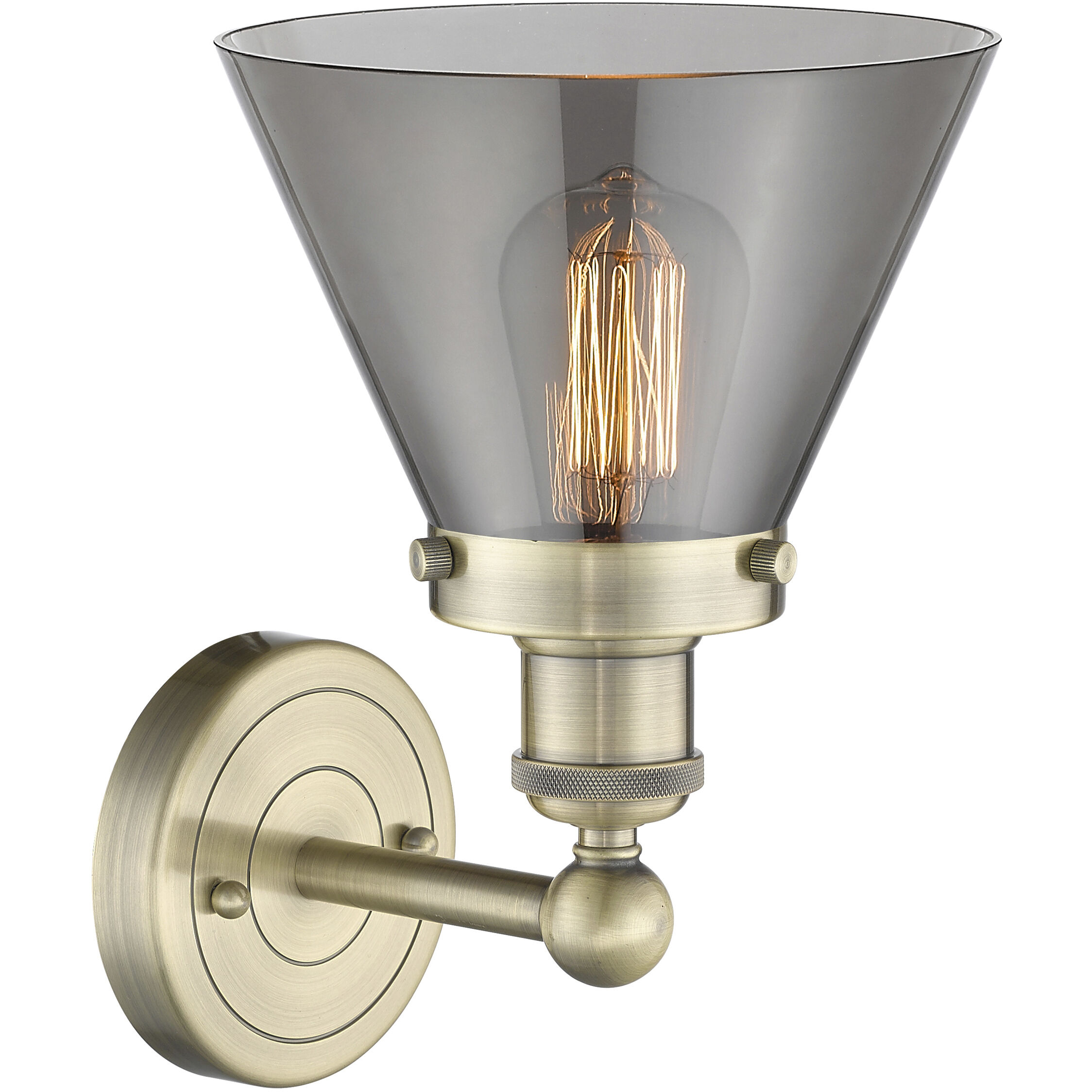 Cone Sconce Wall Light in Antique Brass, Plated Smoke