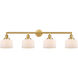 Franklin Restoration Large Bell LED 44 inch Satin Gold Bath Vanity Light Wall Light in Matte White Glass, Franklin Restoration