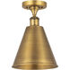Ballston Cone 1 Light 8 inch Brushed Brass Semi-Flush Mount Ceiling Light