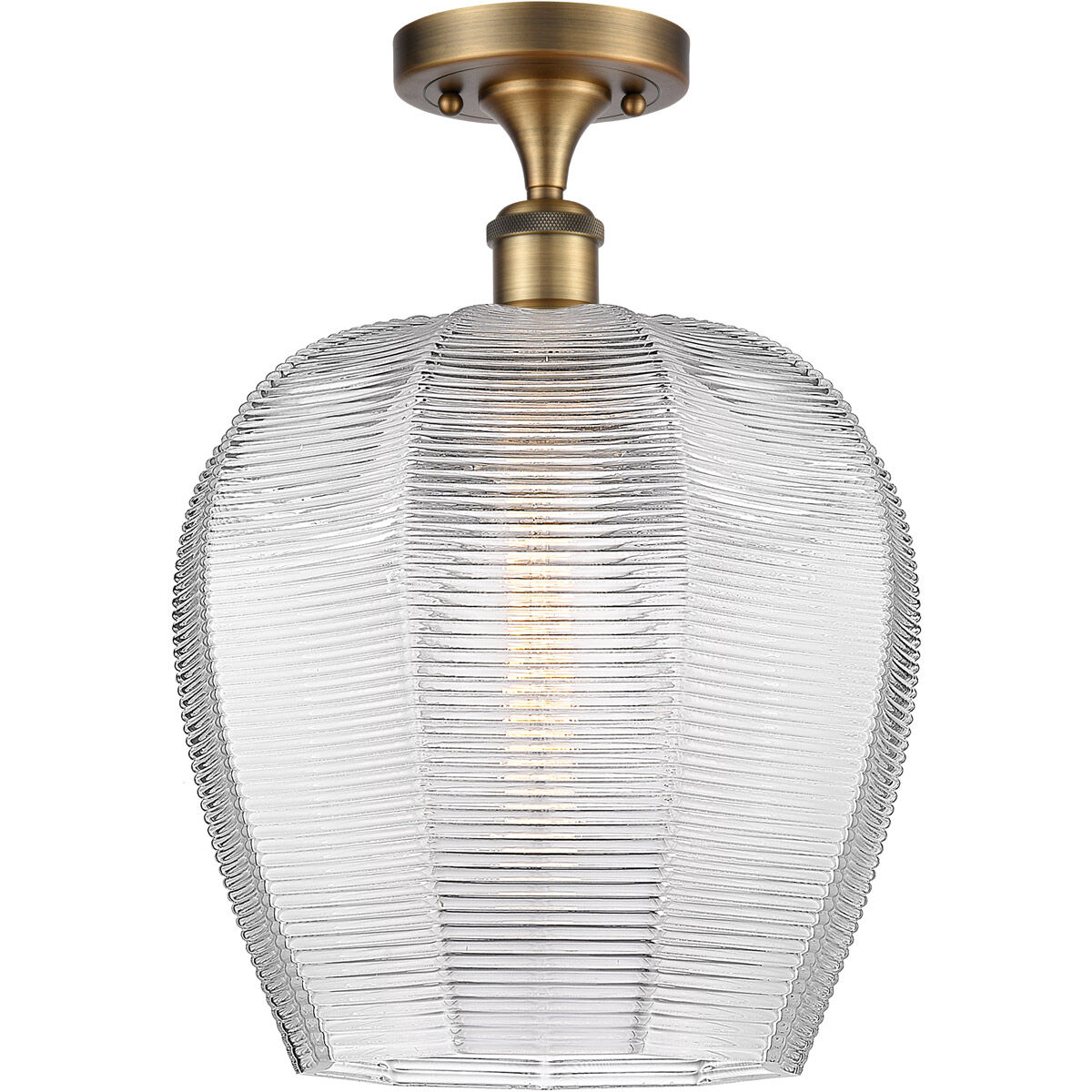 Ballston Norfolk 1 Light 12 inch Brushed Brass Semi-Flush Mount Ceiling Light in Clear Glass