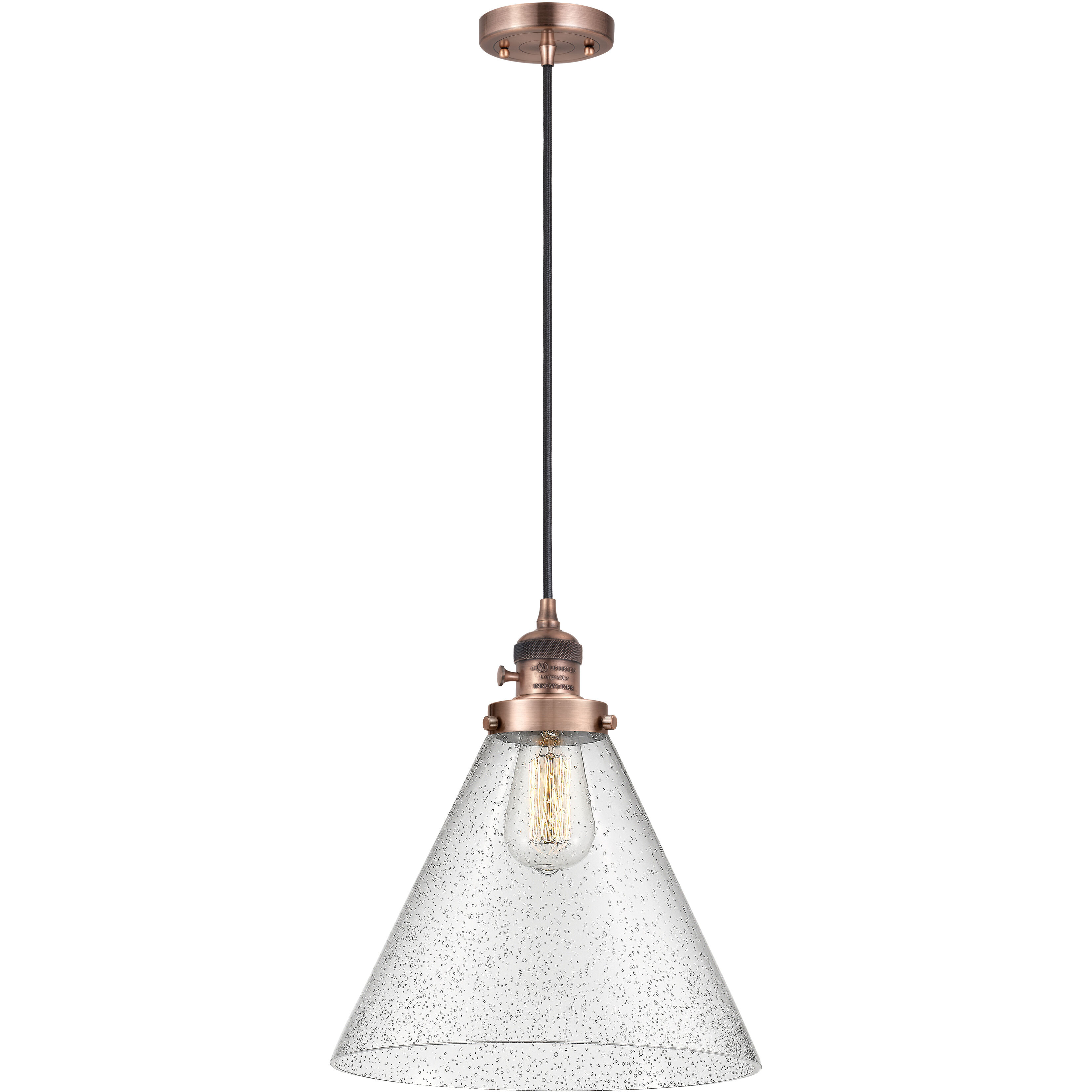 Franklin Restoration Cone 1 Light 12 inch Antique Copper Mini Pendant Ceiling Light in Incandescent, Seedy