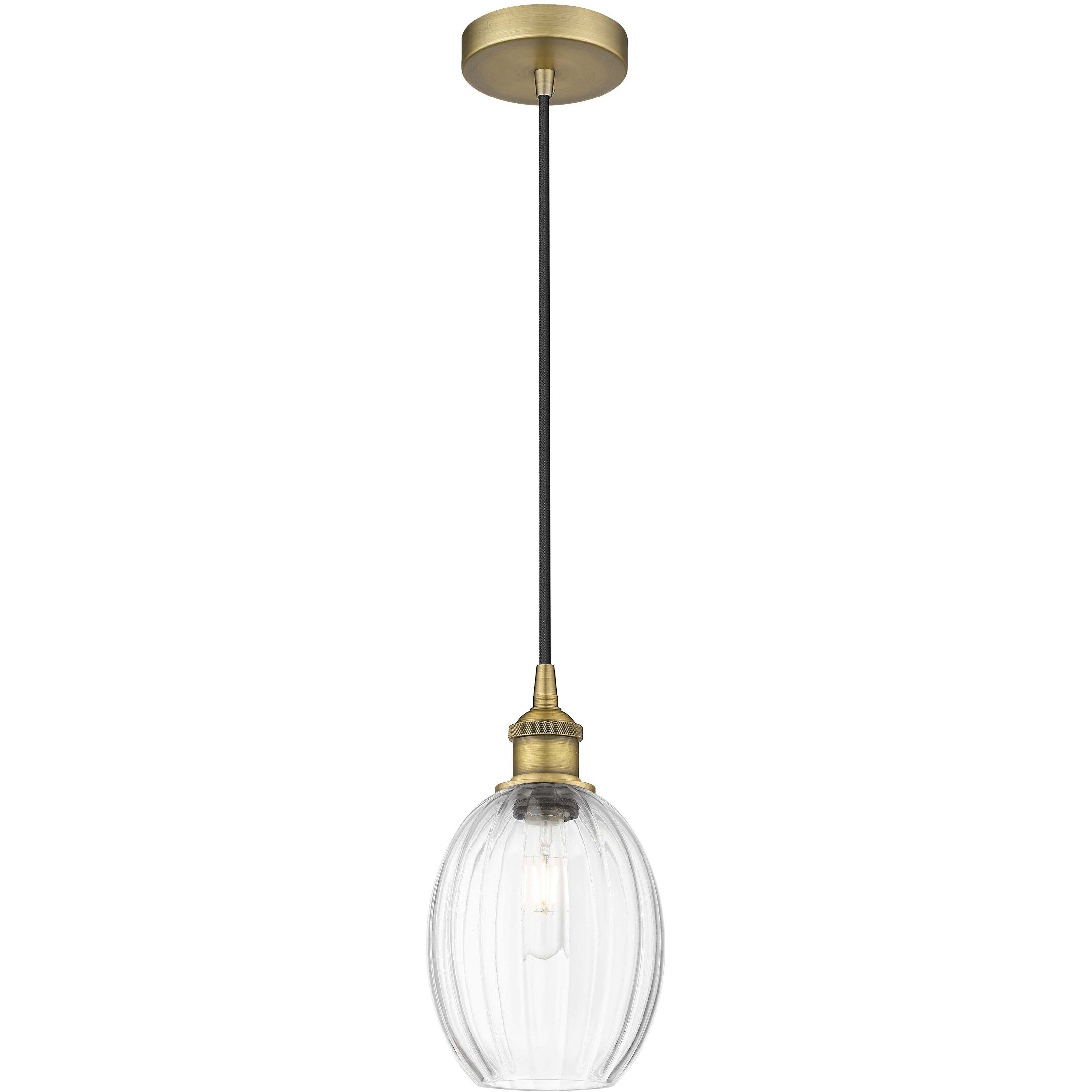 Edison Preston 1 Light 6.25 inch Brushed Brass Mini Pendant Ceiling Light in Clear