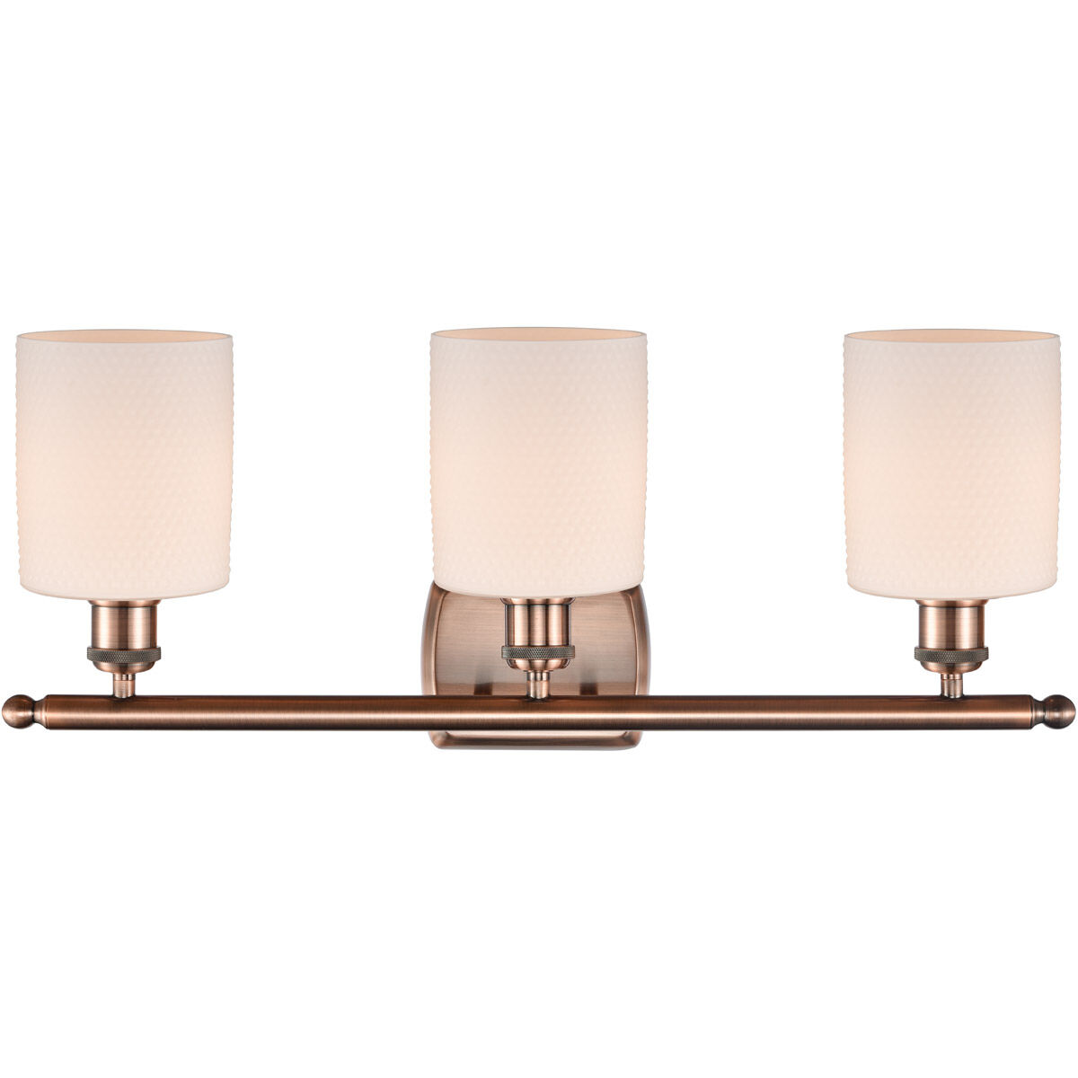 Ballston Cobbleskill LED 26 inch Antique Copper Bath Vanity Light Wall Light in Matte White Glass, Ballston