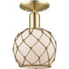 Arcadia Farmhouse Rope 1 Light 8 inch Champagne Bronze Semi-Flush Mount Ceiling Light in White Glass with White Rope