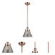 Ballston Large Cone LED 8 inch Antique Copper Pendant Ceiling Light in Plated Smoke Glass