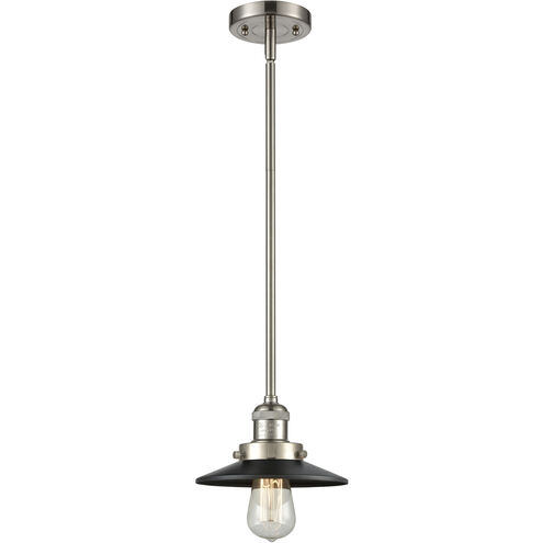 Franklin Restoration Railroad 1 Light 8 inch Brushed Satin Nickel Mini Pendant Ceiling Light in Incandescent, Matte Black