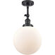 Franklin Restoration X-Large Beacon LED 10 inch Matte Black Semi-Flush Mount Ceiling Light in Matte White Glass, Franklin Restoration