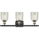 Ballston Caledonia 3 Light 26 inch Black Antique Brass Bath Vanity Light Wall Light in Mica Glass, Ballston