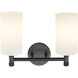Crown Point 2 Light 13.88 inch Matte Black Bath Vanity Light Wall Light in Matte White Glass