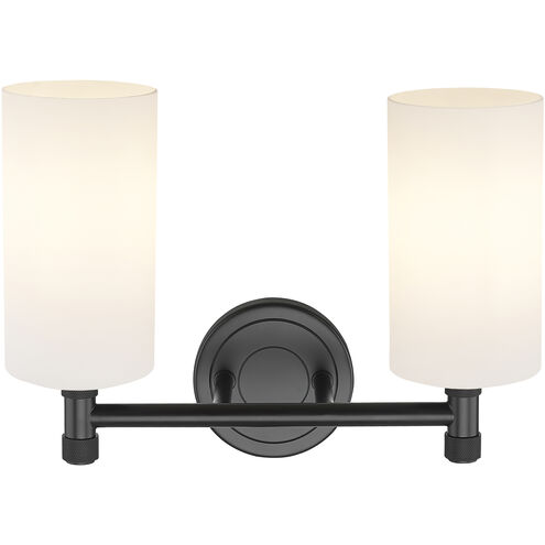 Crown Point 2 Light 13.88 inch Matte Black Bath Vanity Light Wall Light in Matte White Glass