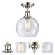 Ballston Athens 1 Light 8 inch Polished Nickel Semi-Flush Mount Ceiling Light in Seedy Glass, Ballston