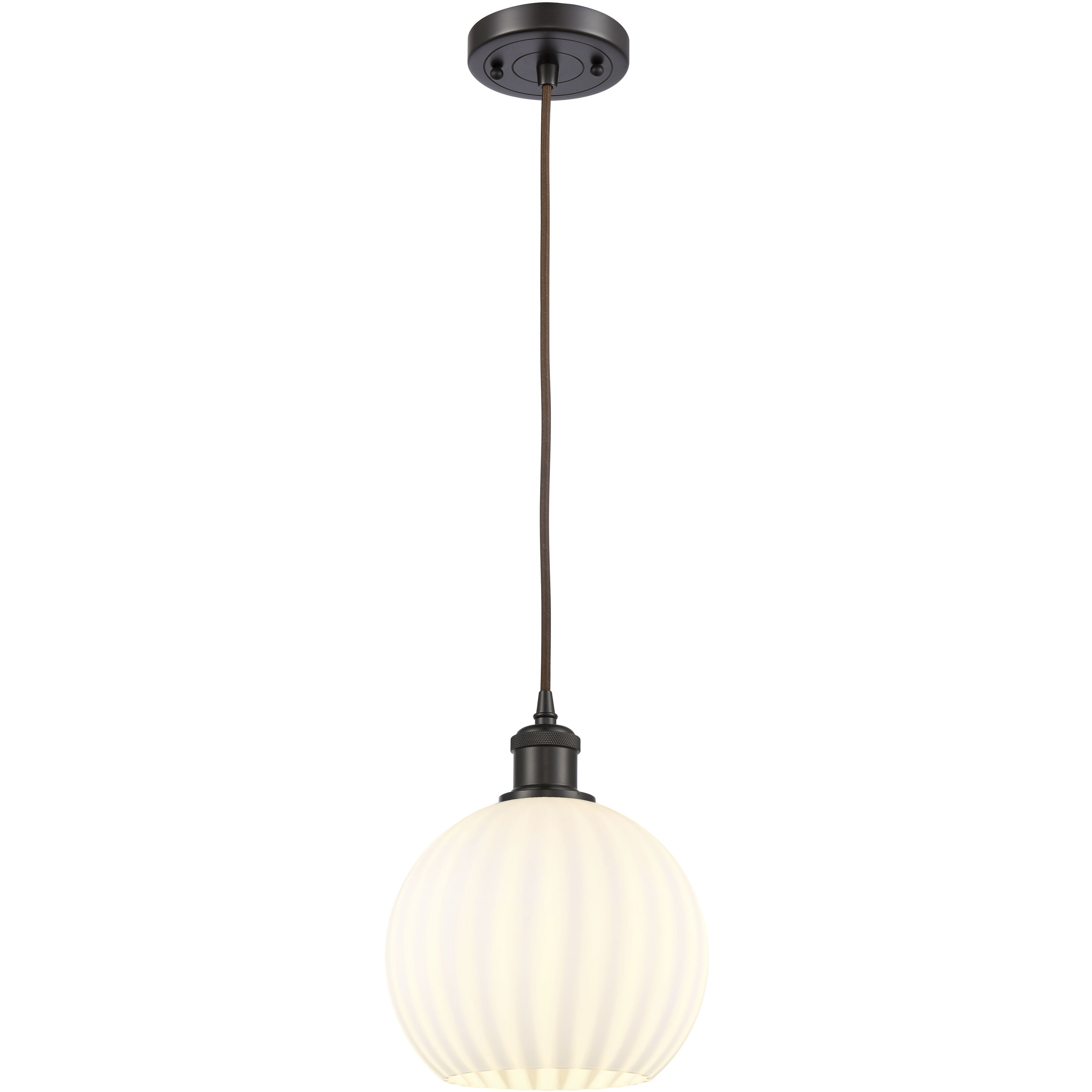 Ballston White Venetian 1 Light 8 inch Oil Rubbed Bronze Cord Hung Mini Pendant Ceiling Light