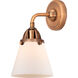 Nouveau 2 Small Cone LED 6.25 inch Antique Copper Sconce Wall Light in Matte White Glass