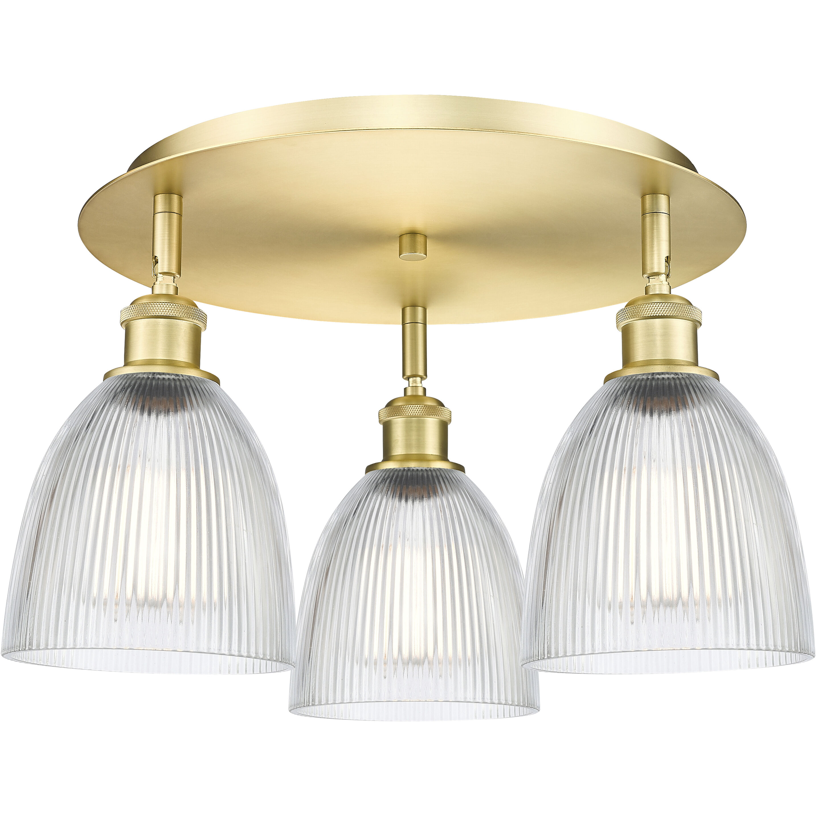 Castile 3 Light 17.75 inch Satin Gold Flush Mount Ceiling Light in Clear