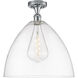 Edison Bristol Glass 1 Light 16 inch Polished Chrome Semi-Flush Mount Ceiling Light in Clear Glass