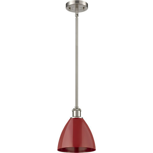 Ballston Plymouth Dome LED 7.5 inch Brushed Satin Nickel Pendant Ceiling Light in Matte Red
