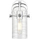 Pilaster II Cylinder 1 Light 4.5 inch Polished Chrome Sconce Wall Light in Deco Swirl Glass