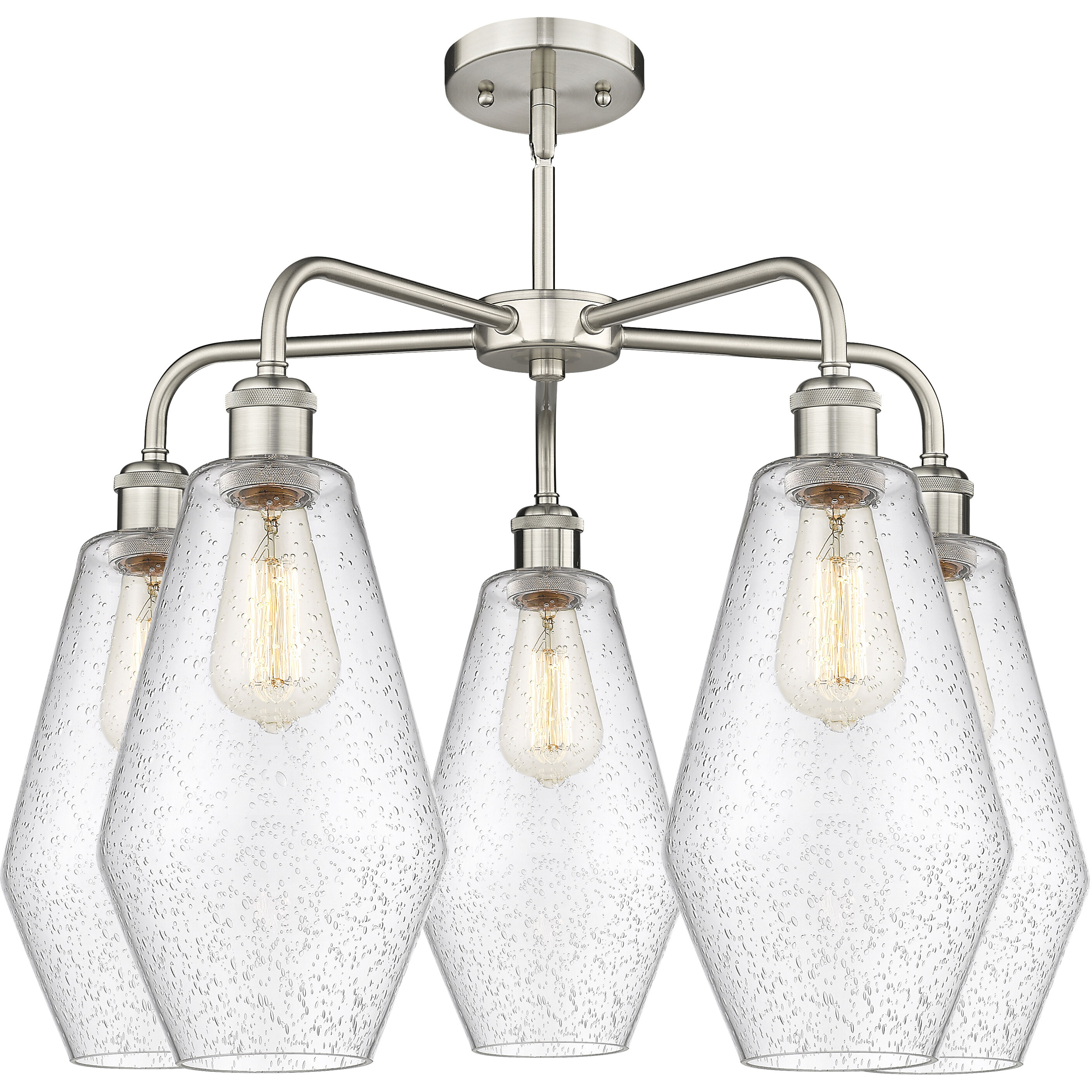 Cindyrella 5 Light 25 inch Satin Nickel Chandelier Ceiling Light in Seedy