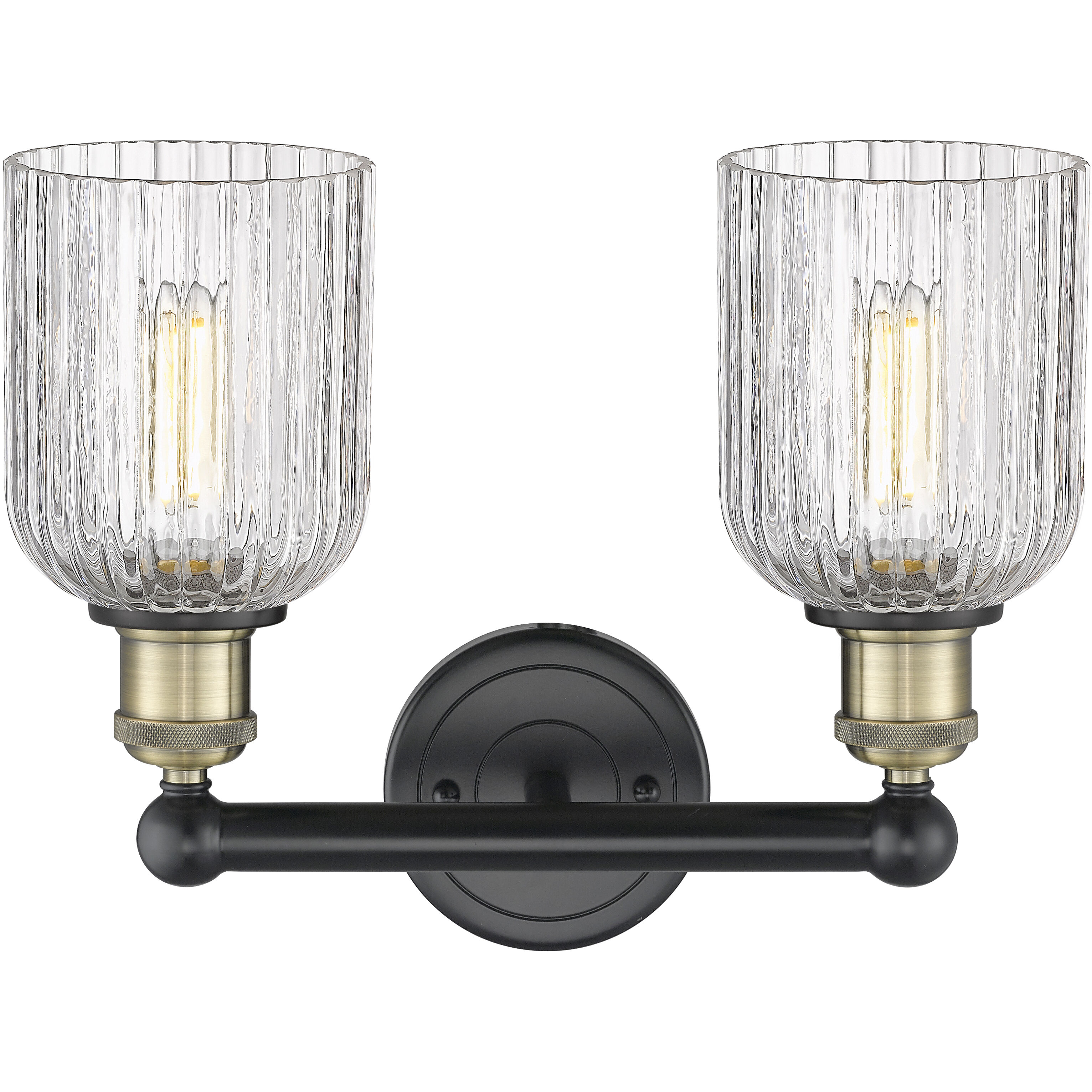 Bridal Veil 2 Light 14 inch Black Antique Brass Bath Vanity Light Wall Light in Clear