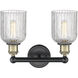 Bridal Veil 2 Light 14 inch Black Antique Brass Bath Vanity Light Wall Light in Clear